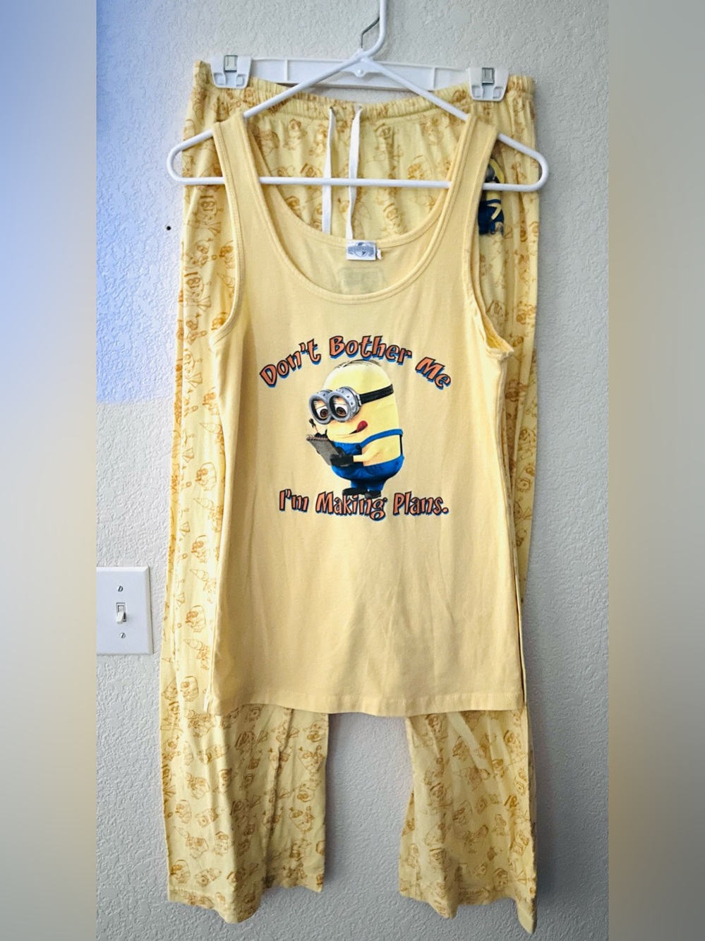 Minion Graphic Yellow Pajama Set - "Don't Bother Me"